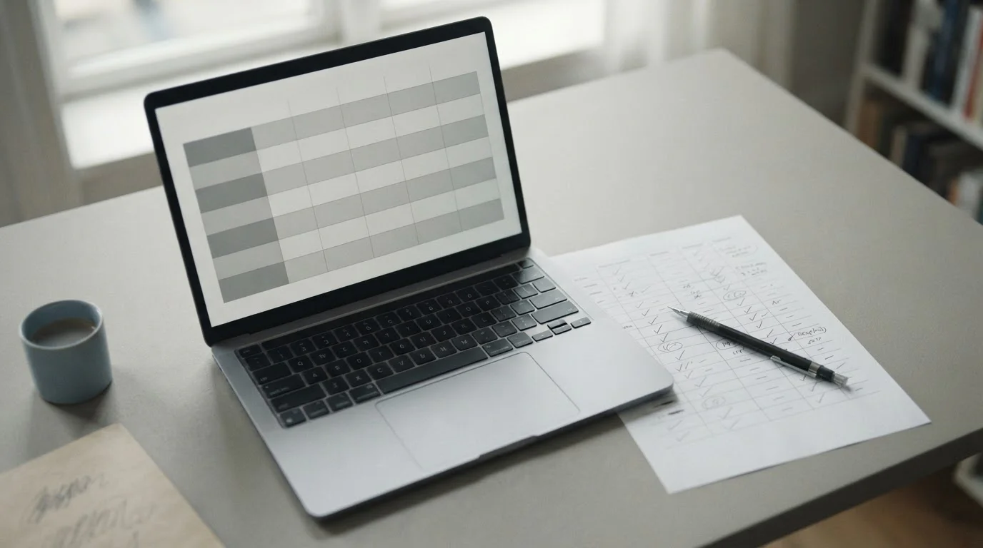 Vergleichstabelle acht Wettanbieter auf einem Laptop-Bildschirm
