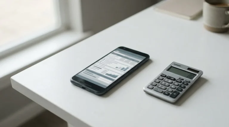 Android-Smartphone mit neutraler Wett-App-Oberfläche und Taschenrechner, der die regulatorischen Abzüge symbolisiert