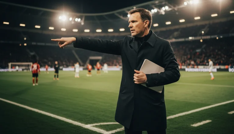 Bundesliga Taktik und Wetten – Trainer gibt taktische Anweisungen am Spielfeldrand