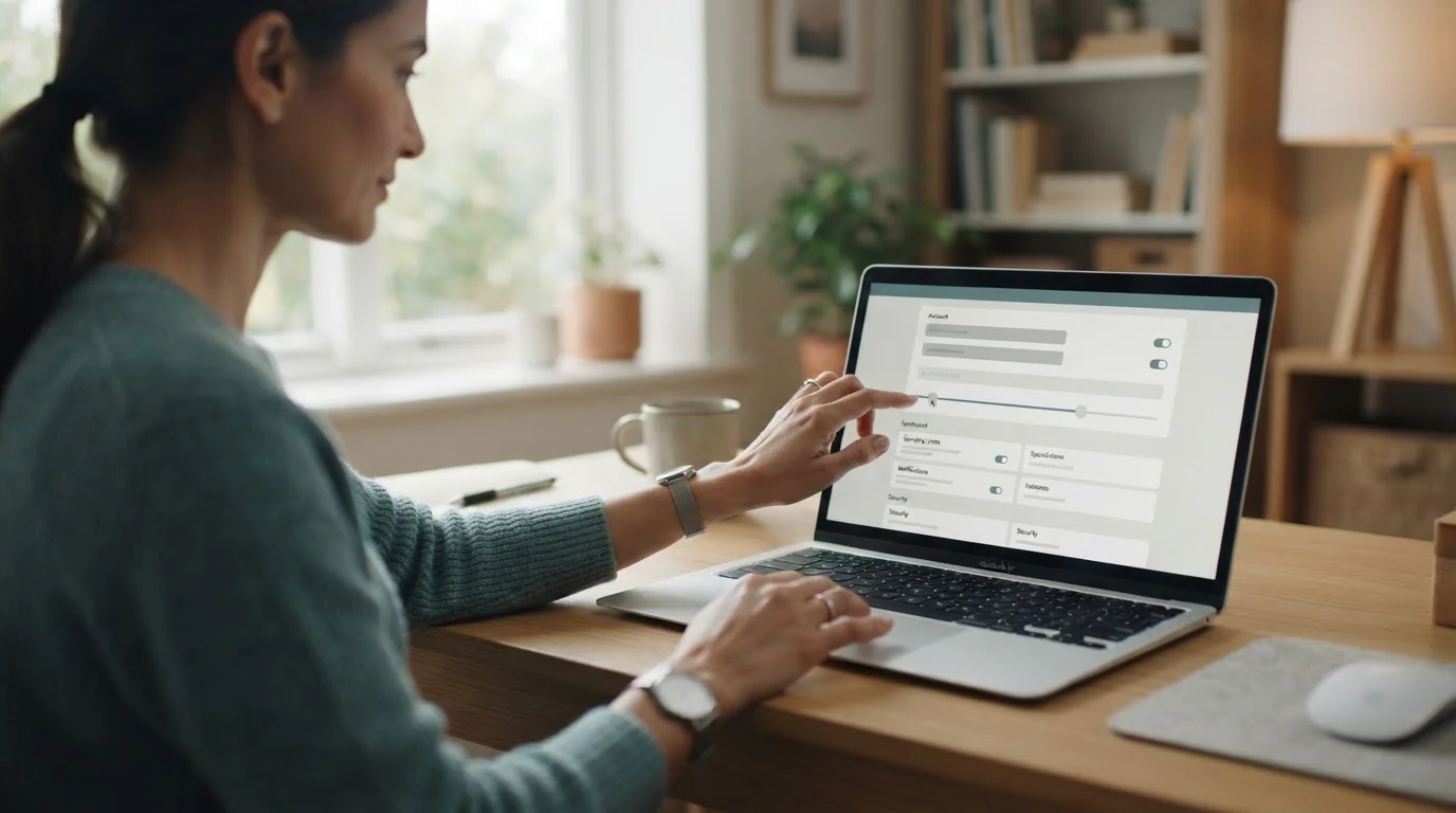 Person setzt ein Einzahlungslimit auf einem digitalen Gerät