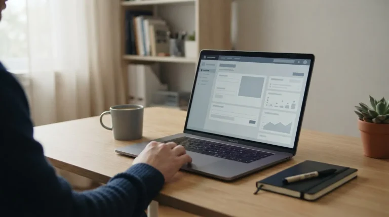 Laptop mit abstraktem Wettanbieter-Interface auf dem Bildschirm
