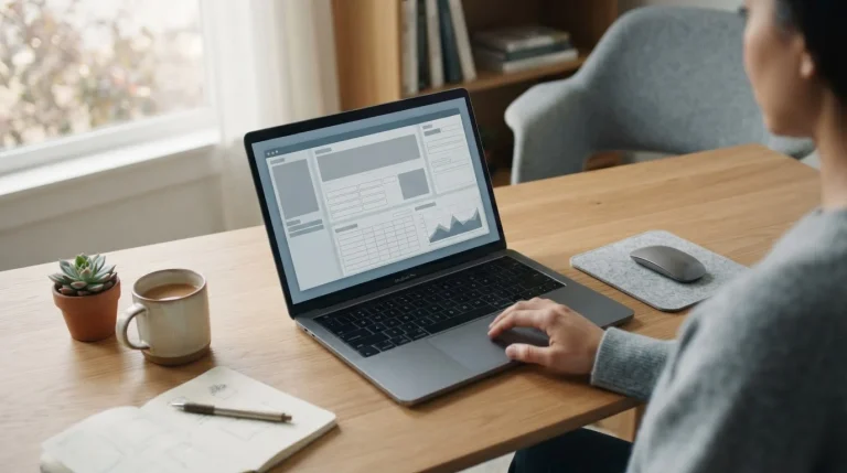 Laptop mit neutraler Wettplattform-Oberfläche auf Schreibtisch mit gedämpftem Licht