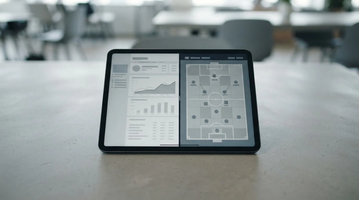 Tablet-Bildschirm mit neutraler Plattform für kombinierte Wett- und Spielangebote