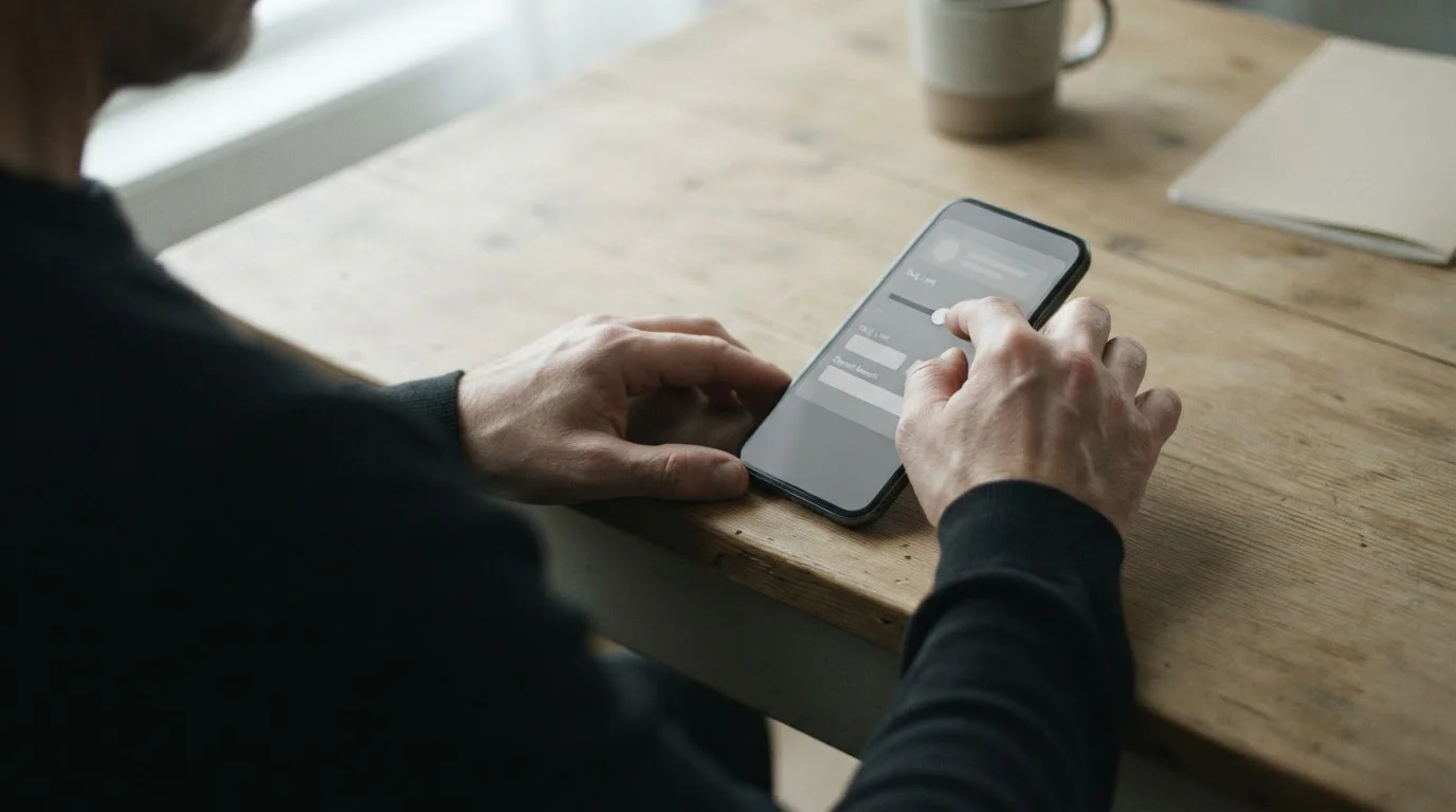 Hände eines Nutzers beim Einstellen des monatlichen Einzahlungslimits auf einem Smartphone