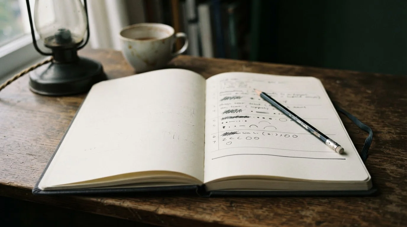 Notizbuch mit Budgetplanung und einer klar gezogenen Grenzlinie
