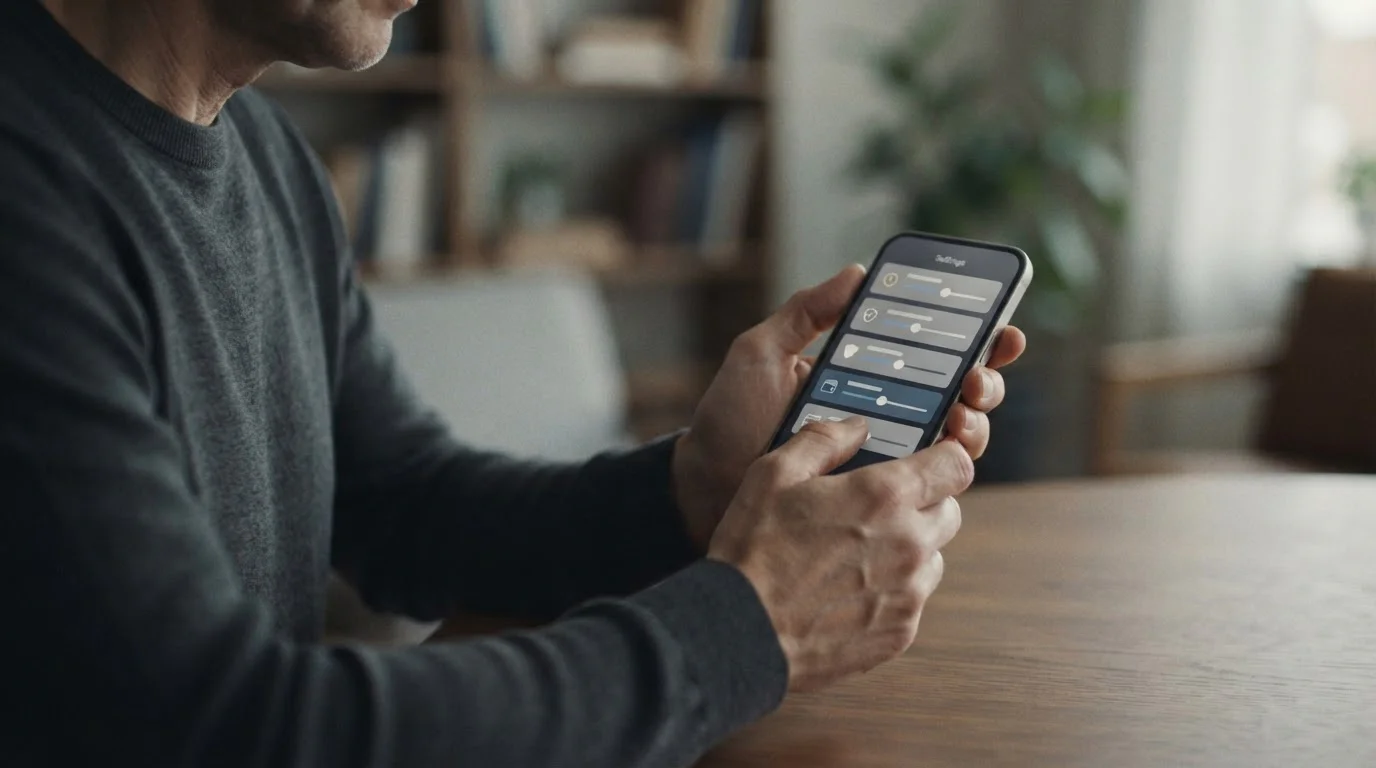 Person setzt Einzahlungslimits auf Smartphone zur Kontrolle des Spielverhaltens