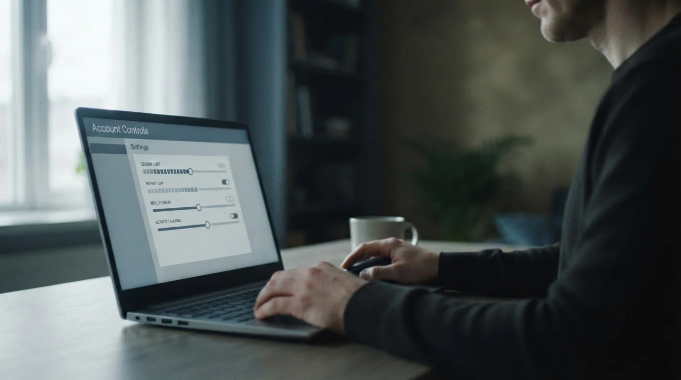 Person stellt am Laptop Einsatzlimits in Account-Einstellungen ein